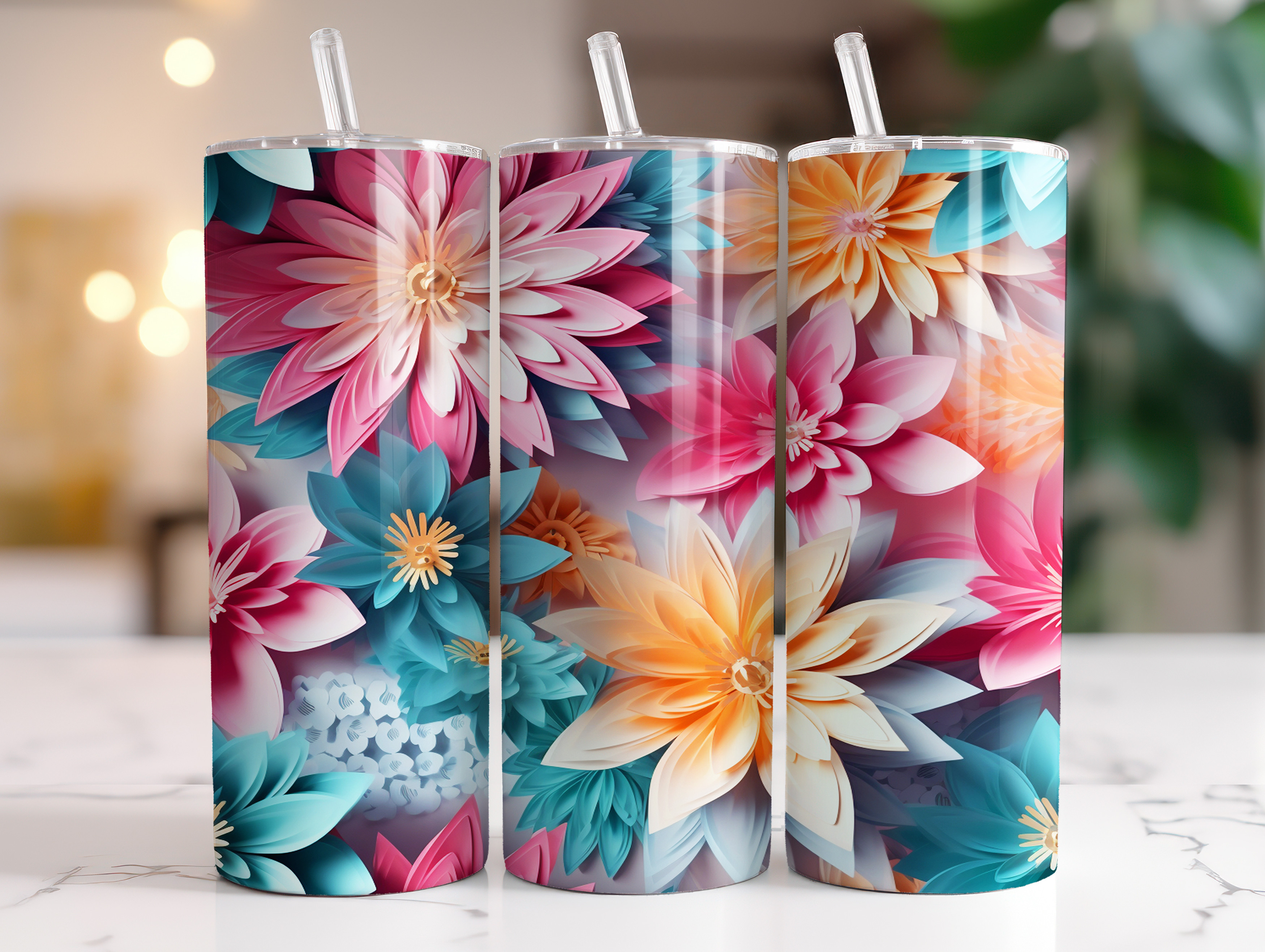3D Spring Flowers 20 Oz Tumbler Wrap Graphic by BonaDesigns · Creative ...