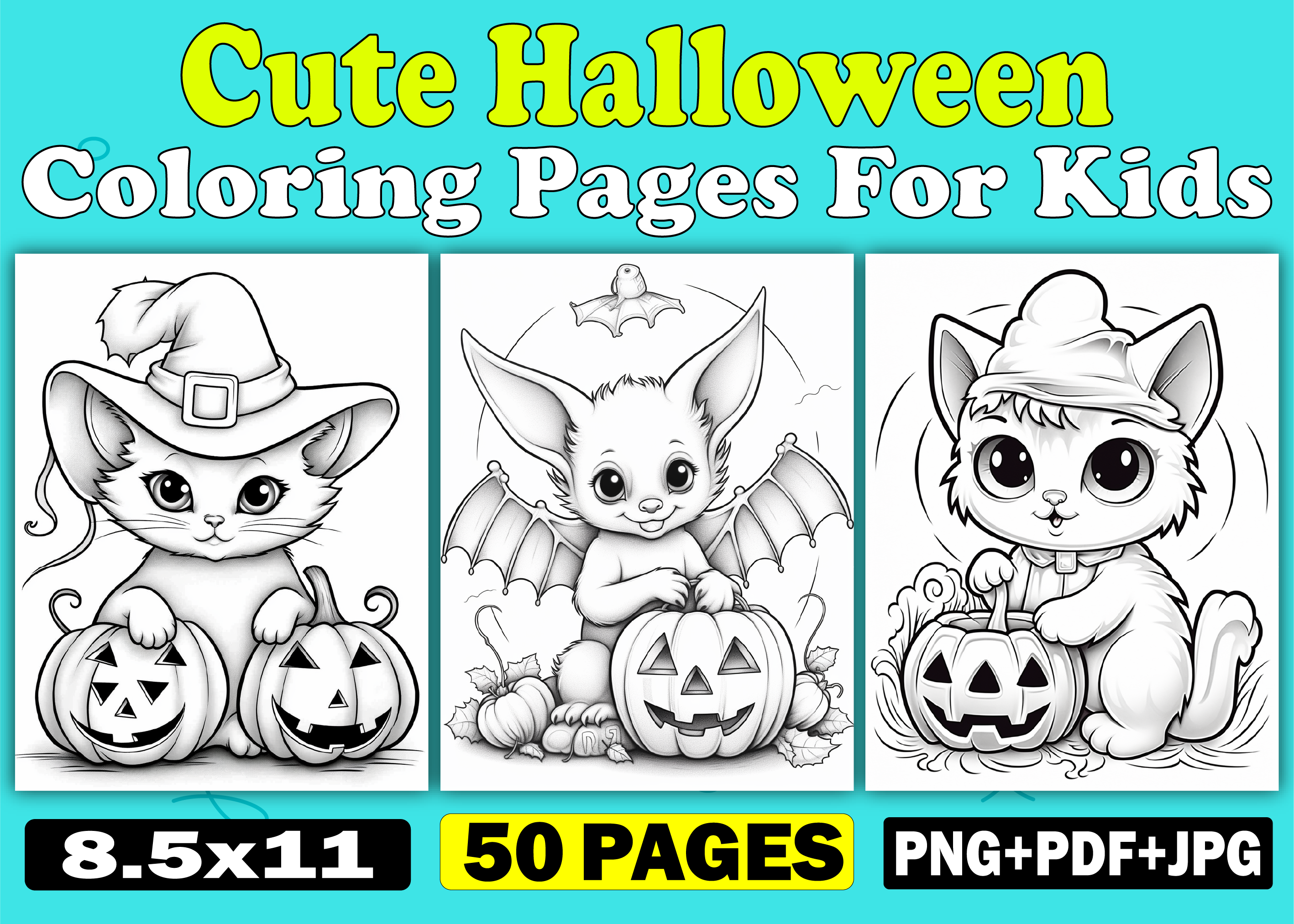 50 Cute Halloween Coloring Page for Kids Graphic by KDP PRO DESIGN ...