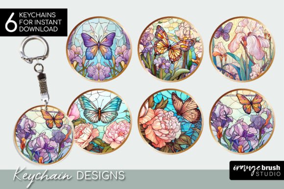 Butterfly Stained Glass Keychain Bundle