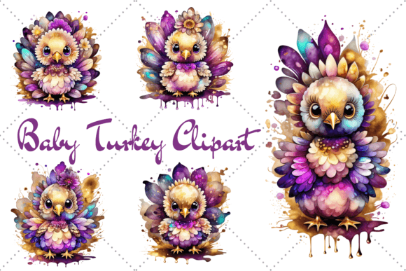 Chte Baby Turkey Clipart PNG Bundle Graphic by YnovaArt · Creative Fabrica