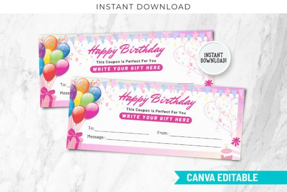Editable Happy Birthday Gift Certificate