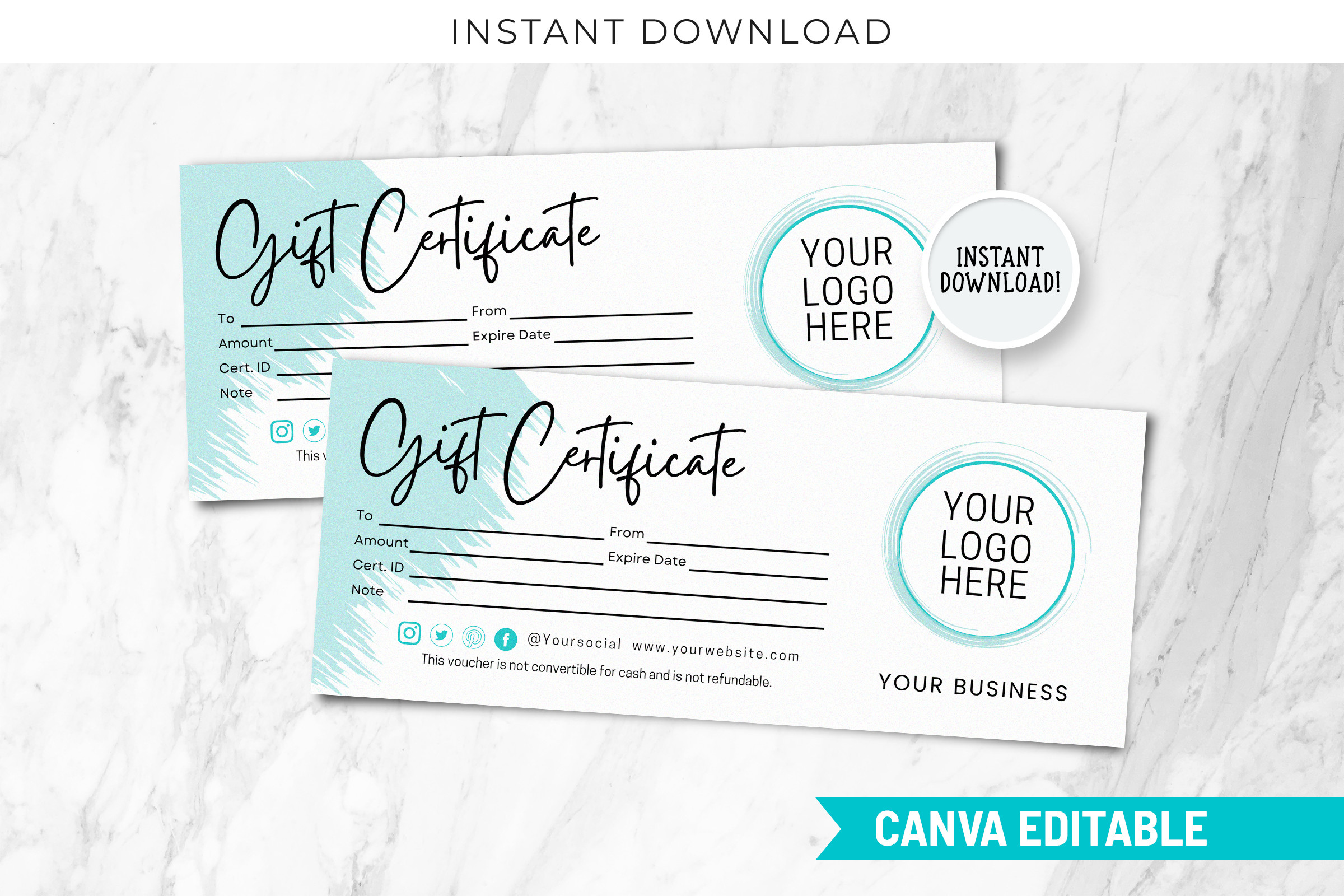 Printable Aqua Gift Certificate Graphic by SnapyBiz · Creative Fabrica