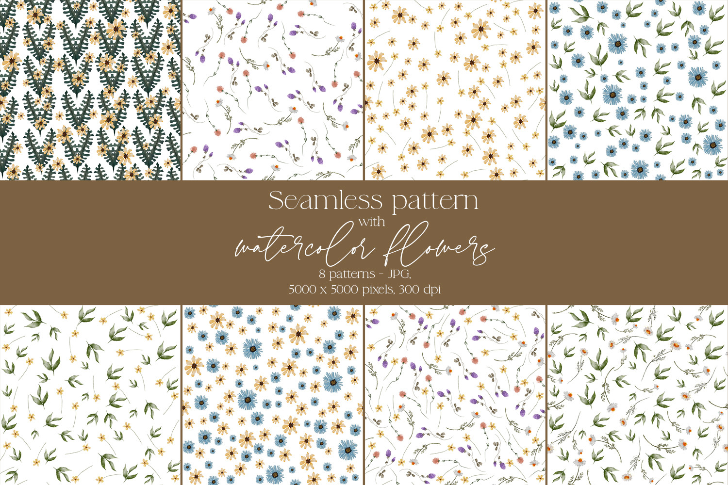 Seamless Pattern with Watercolor Flowers Graphic by DigitalART by Prozo ...