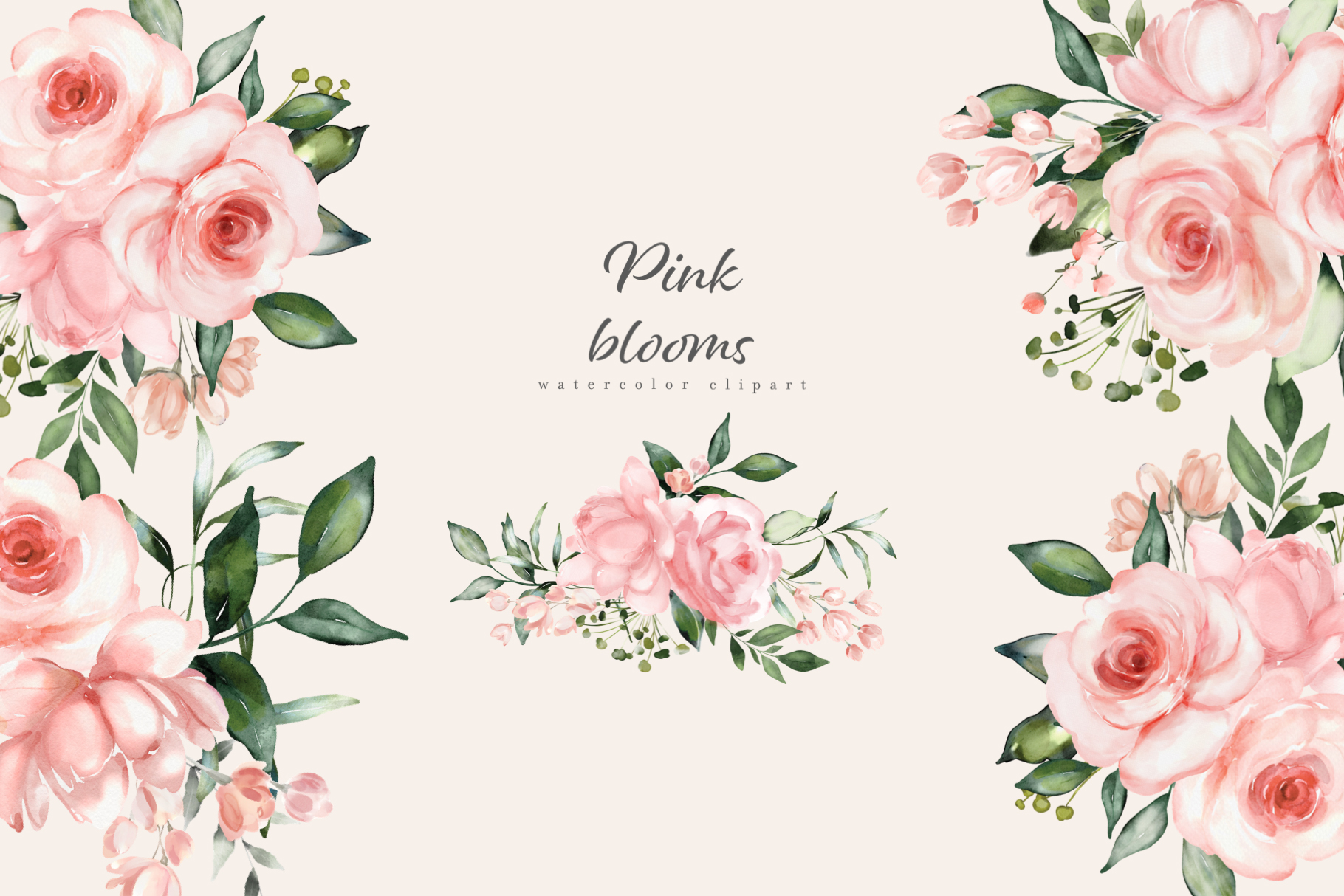Watercolor Blush Pink Rose Clipart - photo 1