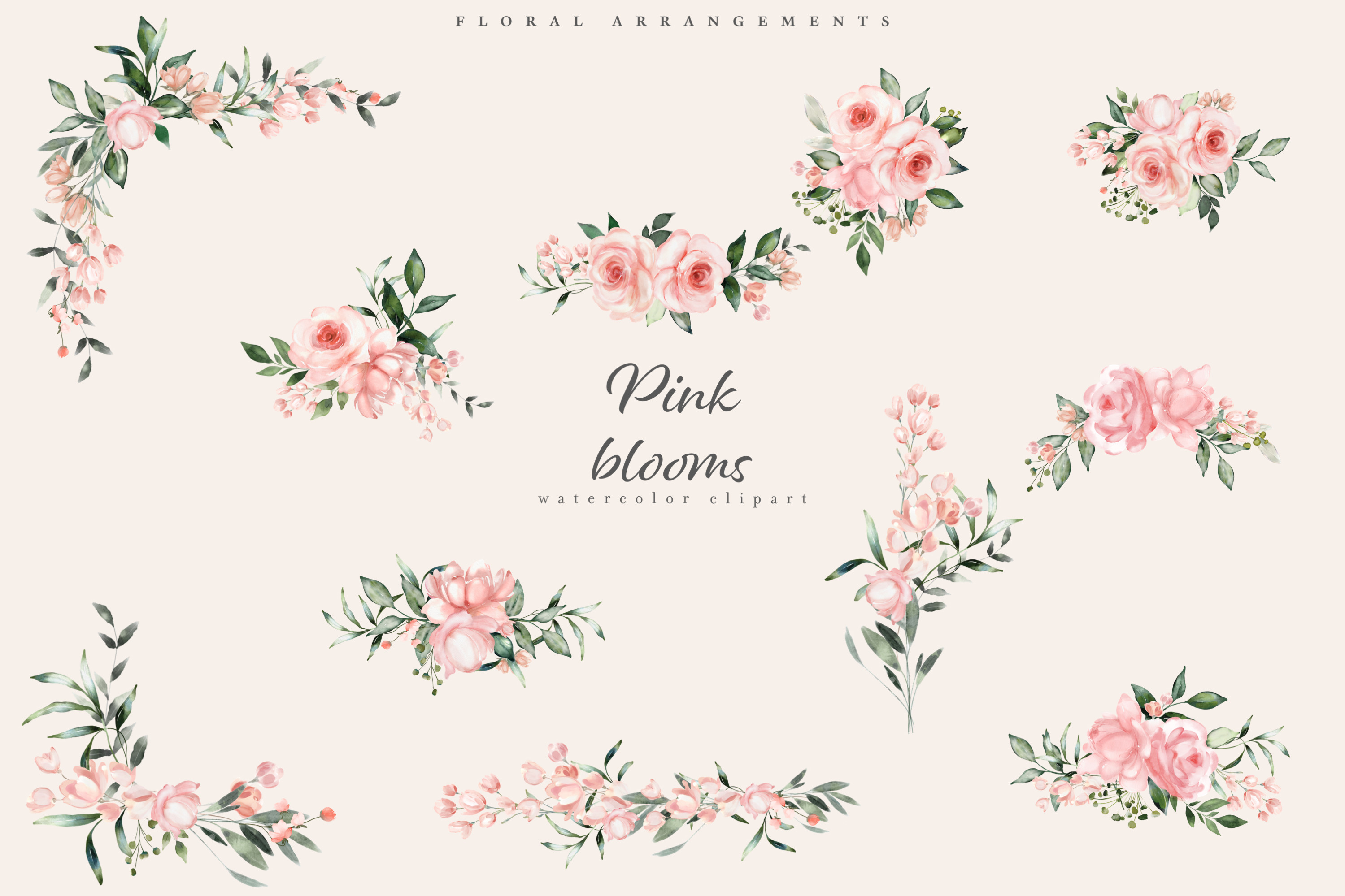 Watercolor Blush Pink Rose Clipart - photo 3