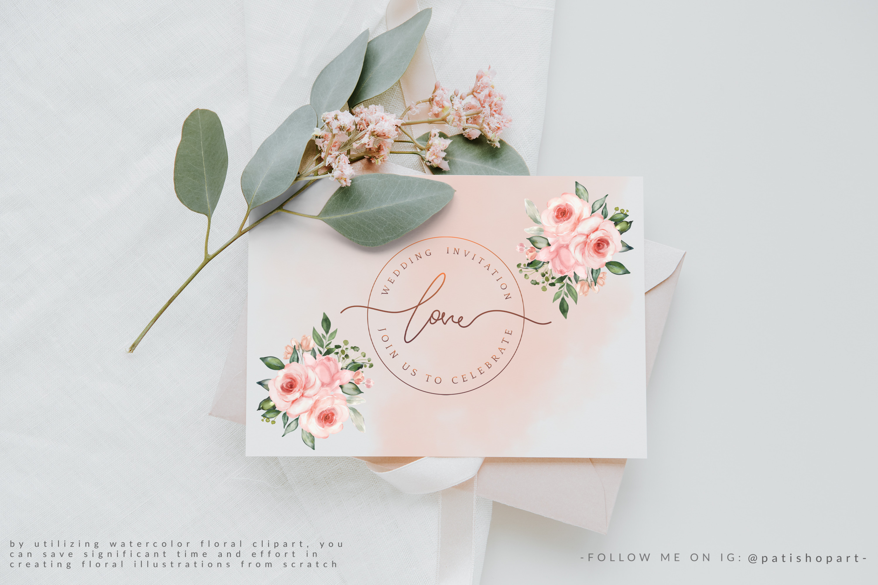 Watercolor Blush Pink Rose Clipart - photo 6