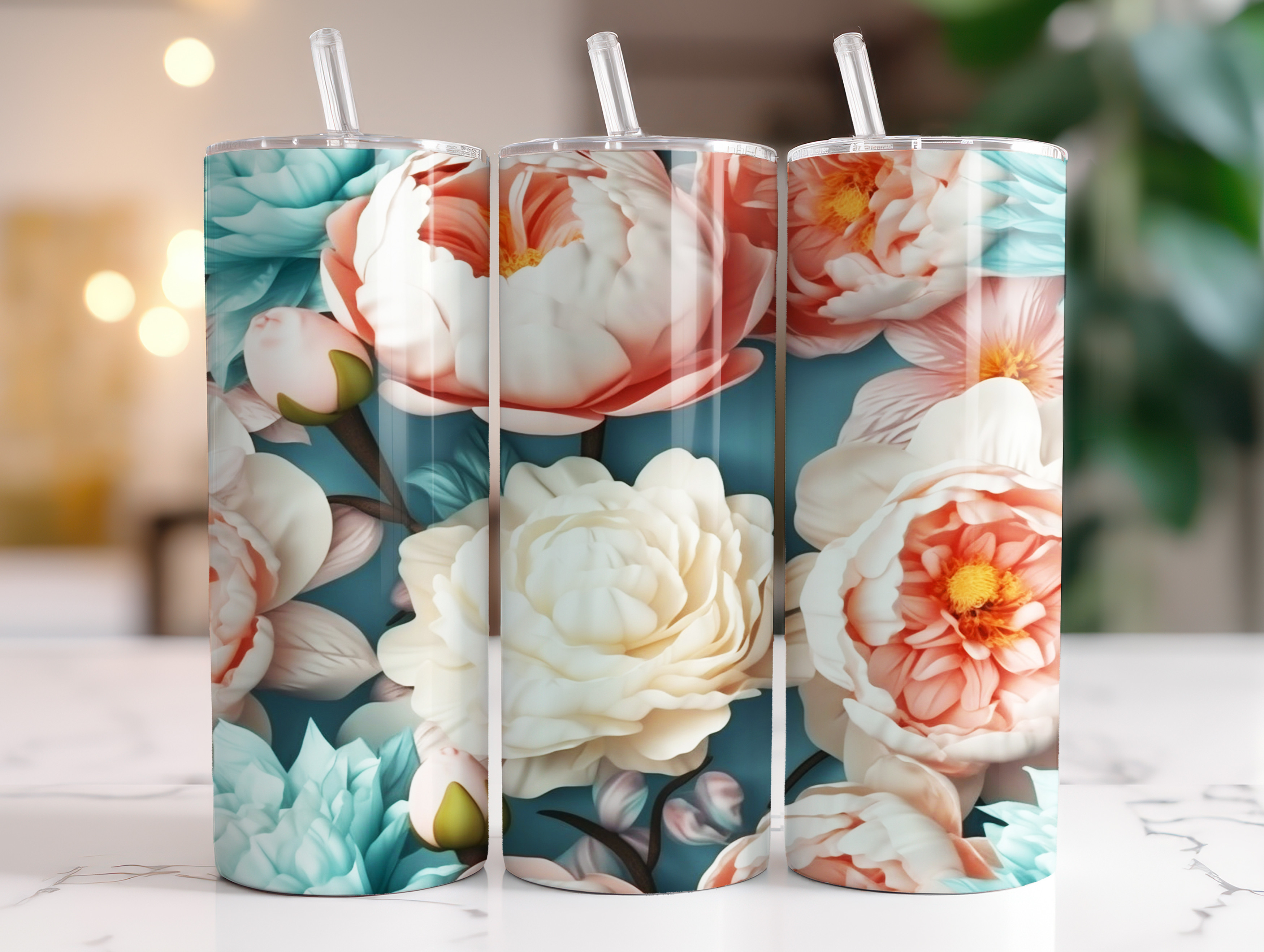 3D Roses 20 Oz Tumbler Wrap Graphic by BonaDesigns · Creative Fabrica