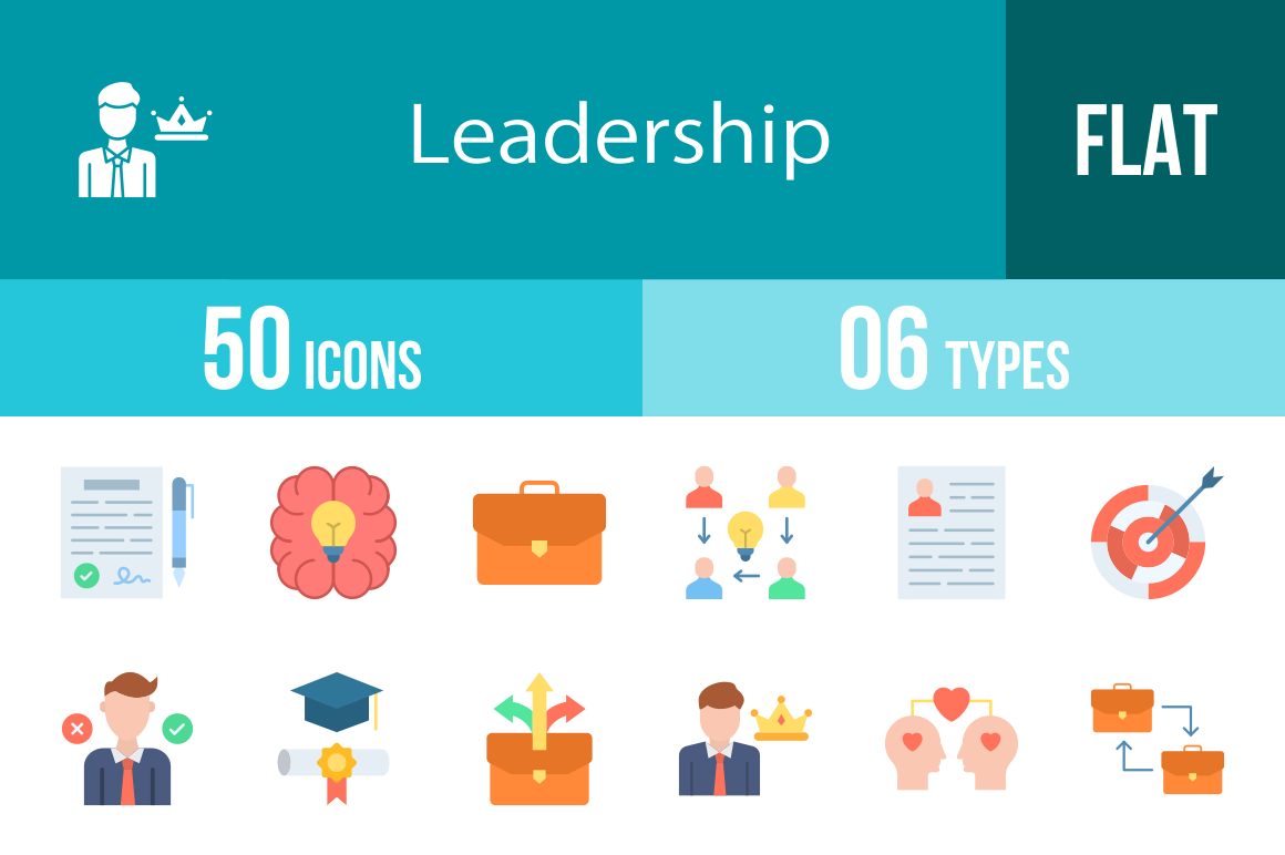 50 Leadership Flat Multicolor Icons Graphic by IconBunny · Creative Fabrica