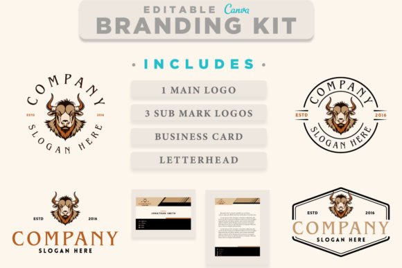 Canva Logo Bull Head Icon Retro Template Grafik Logo-Vorlagen Von Justgraph