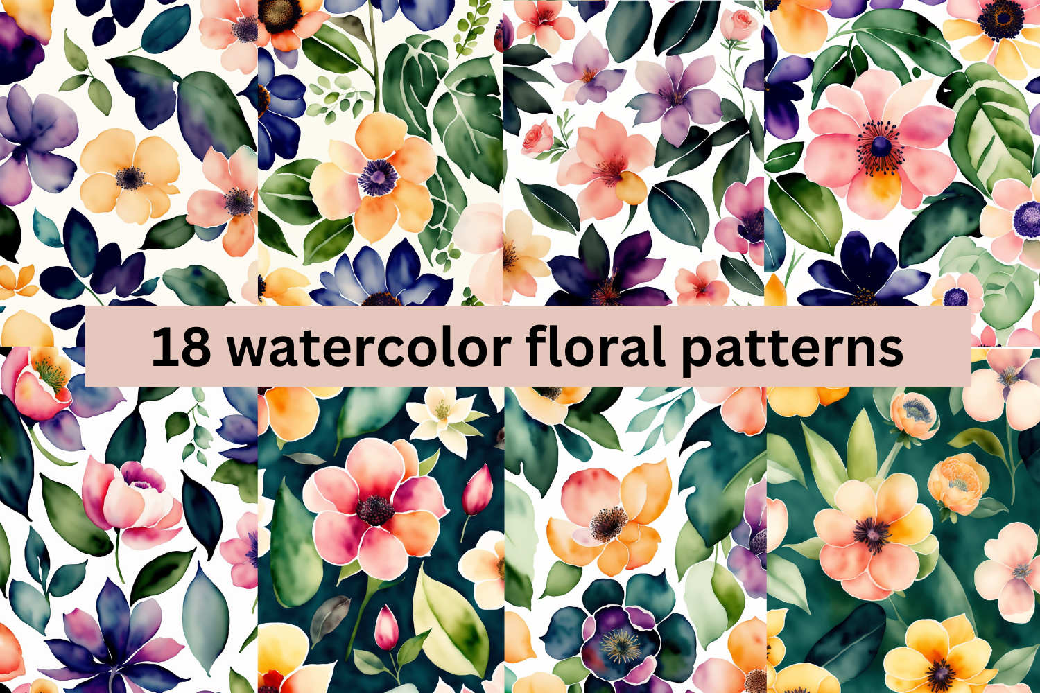 18 Watercolor Floral Patterns Graphic by yaseenbaigart · Creative Fabrica
