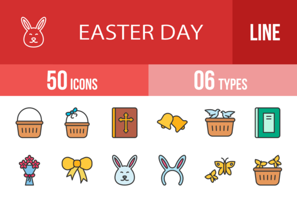 50 Easter Day Filled Line Icons
