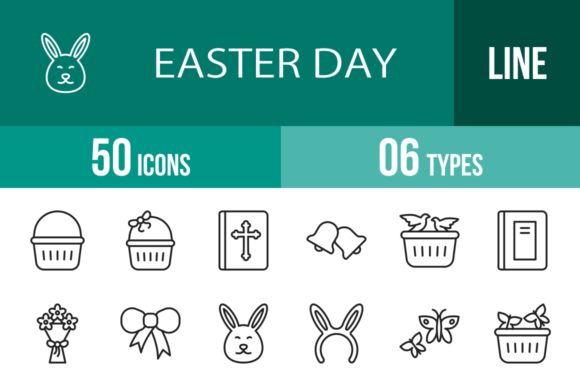 50 Easter Day Line Icons