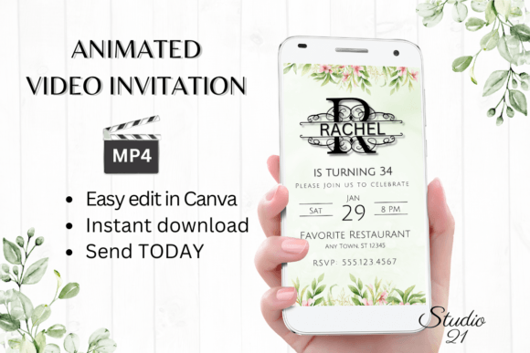 Animated Invitation (Monogram Letter R) Graphic Social Media Templates By Studio21