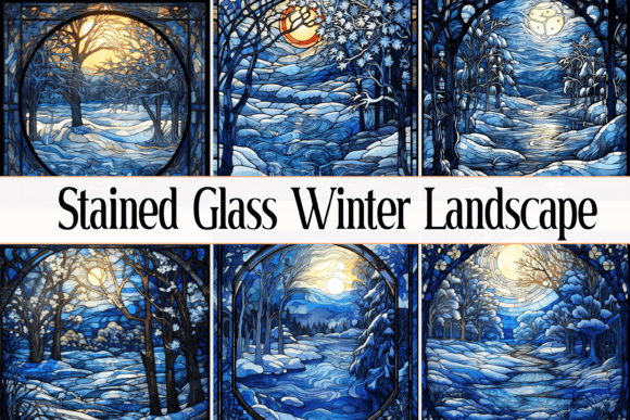 Stained Glass Winter Landscape