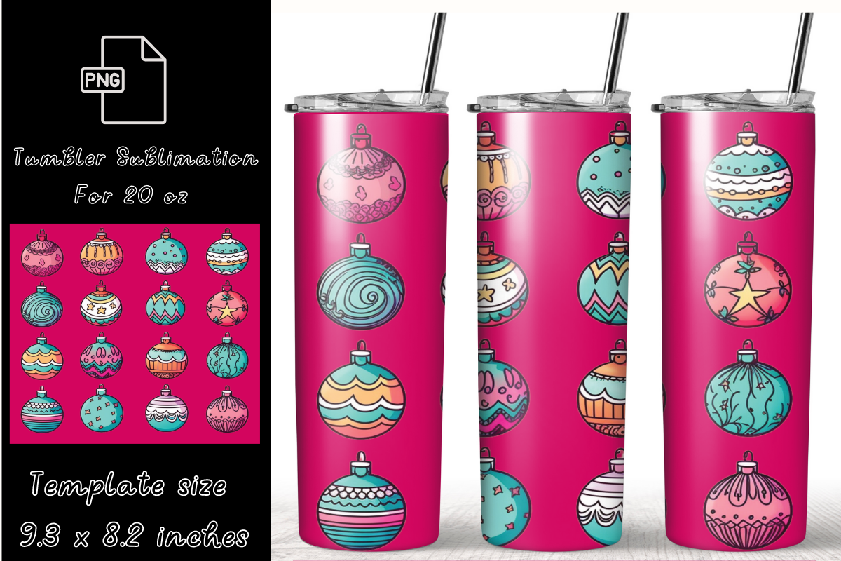 Christmas Balls 20 Oz Tumbler Wrap Graphic by sasikharn · Creative Fabrica