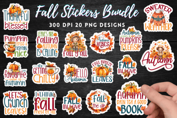 Fall Stickers Bundle, Autumn Stickers