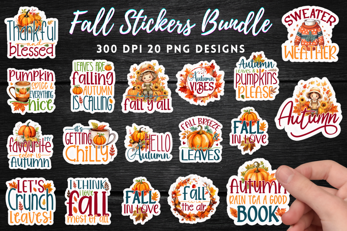 Fall Stickers Bundle, Autumn Stickers