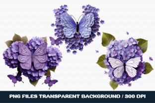 Purple Hydrangea Butterfly Watercolor Graphic by sasikharn · Creative ...