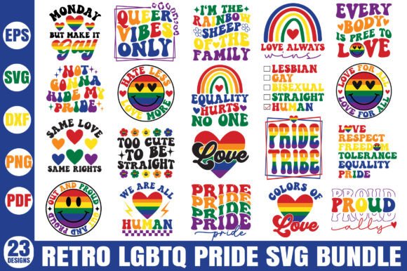Retro LGBTQ Pride SVG Bundle Graphic by Designer302 · Creative Fabrica