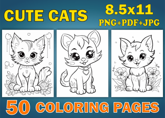 50 Cute Cat Coloring Pages for Kids