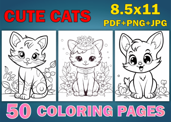 50 Cute Cat Coloring Pages for Kids