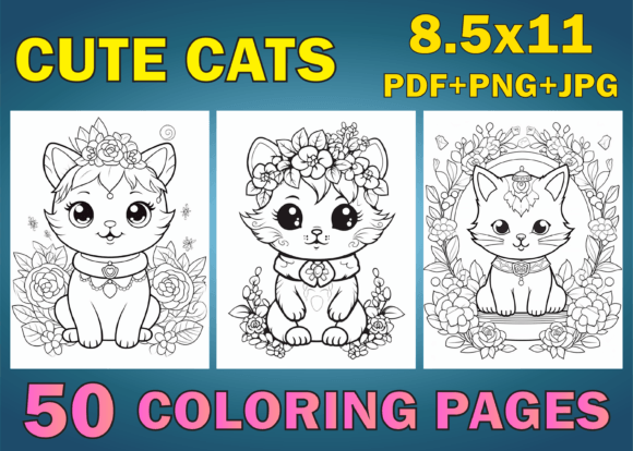 50 Cute Cat Coloring Pages for Kids