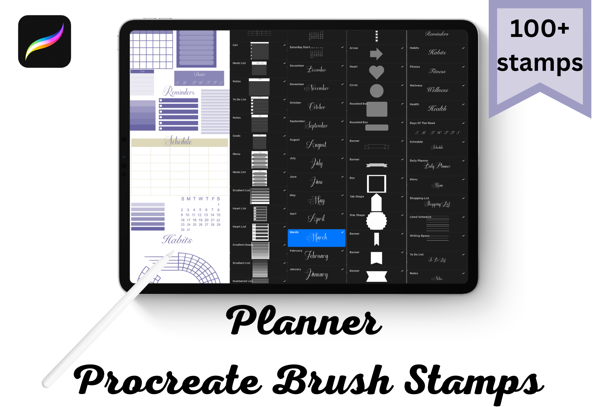 Elegant Planner Procreate Brush Stamps Graphic by Niki Lyn Digital ...