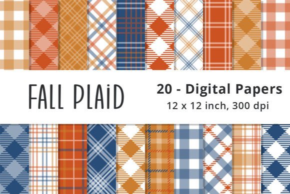 Fall Plaid Digital Paper Backgrounds