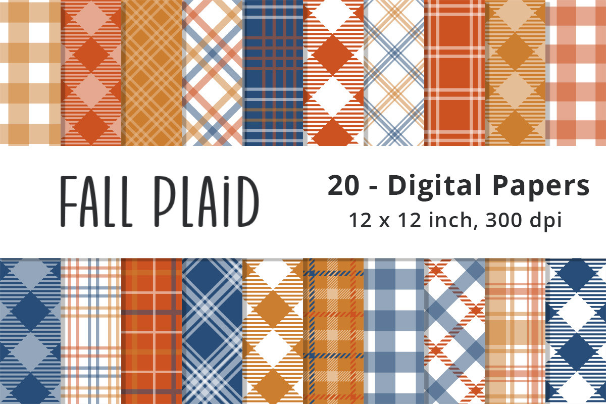 Fall Plaid Digital Paper Backgrounds