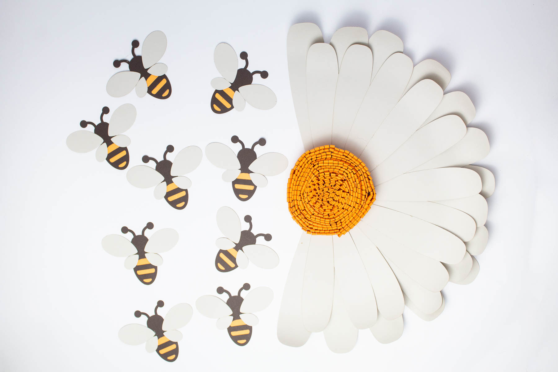 Half Daisy Flower and Half Bees · Creative Fabrica
