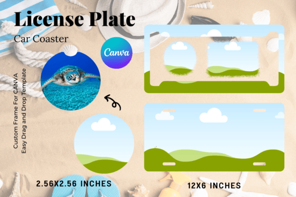 License Plate Car Coaster Canva Frame