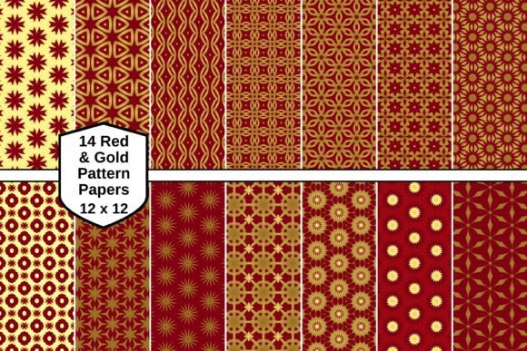 Red Gold Pattern Papers (3)