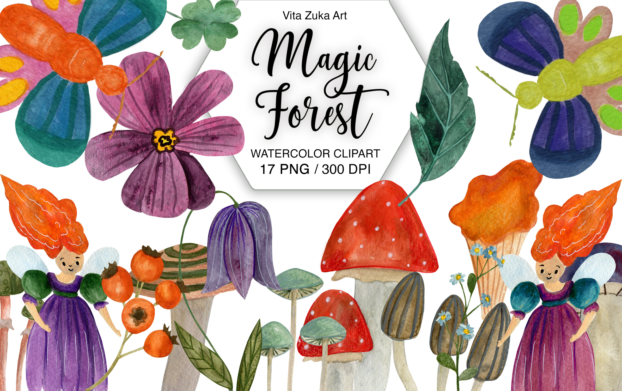 Watercolor Magic Forest Clipart Graphic by Vita Zuka Art · Creative Fabrica