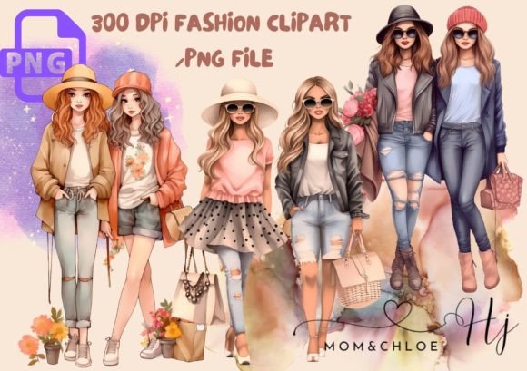 Little Girl Best Friends Clipart PNG Graphic by phj0332 · Creative Fabrica