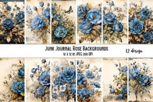 Blue Vintage Rose Paper Backgrounds Graphic by DreanArtDesign ...