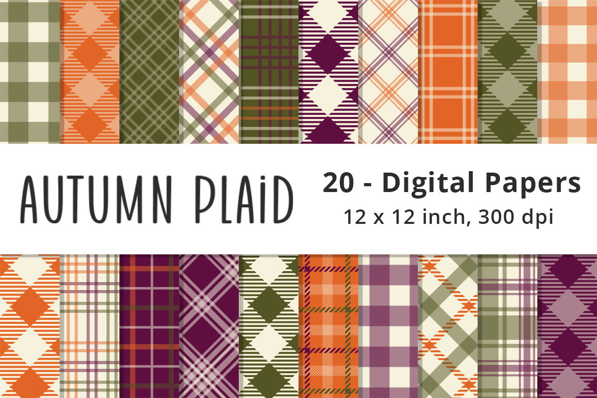 Printable Autumn Plaid Digital Patterns