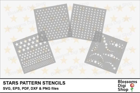 Stars Pattern Stencils Grafica Modelli Grafici Di BlossomsDigiShop
