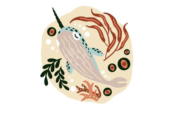 Folk Art Style Narwal