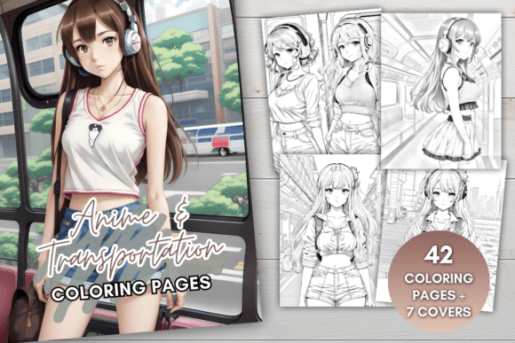 Anime and Transportation Coloring Pages