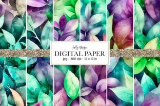 Green Leaves Watercolor Digital Paper Graphic by jallydesign · Creative ...