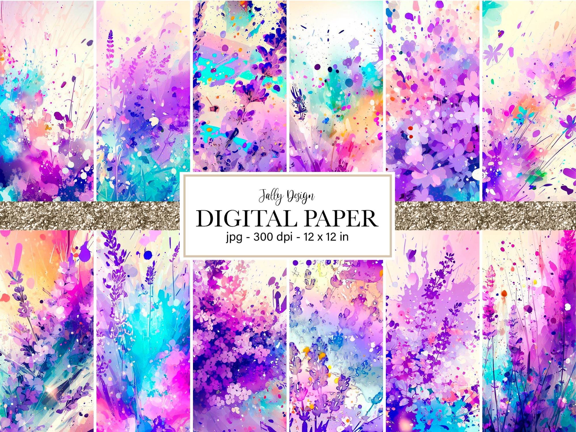 Lavender Flowers Abstract Digital Paper Graphic by jallydesign ...