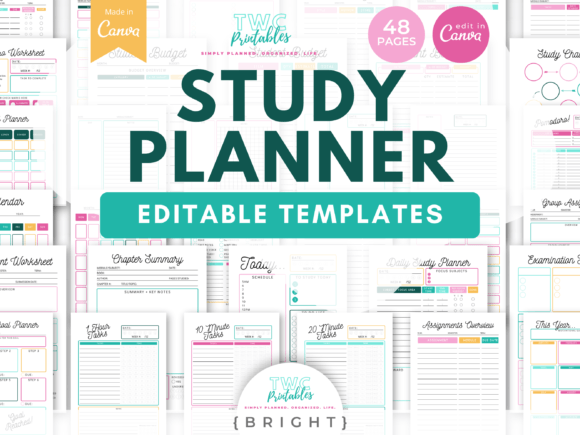 Study Planner Canva Templates - Digital