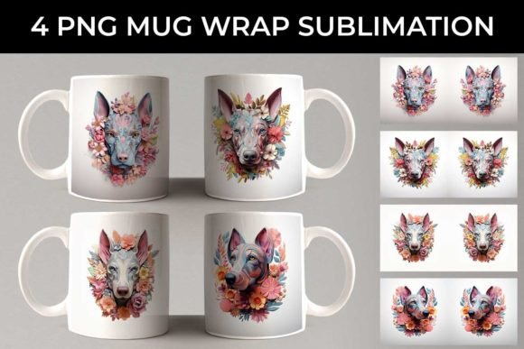 3d Floral Fantasy Doberman Mug Wrap Png Graphics