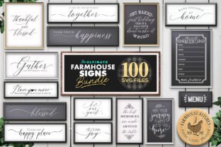 100 Christmas Farmhouse SVG Signs Bundle Graphic by The Vintage Signs ...
