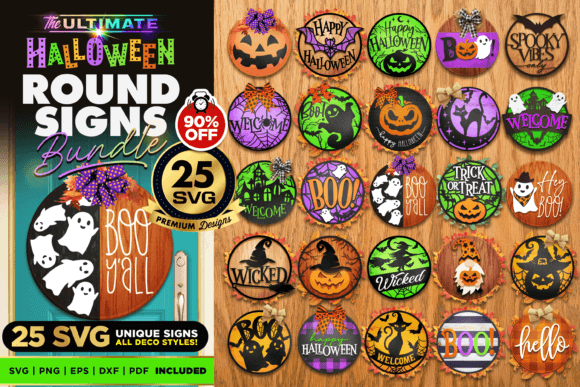 25 Halloween Door Signs SVG Bundle Vol.2