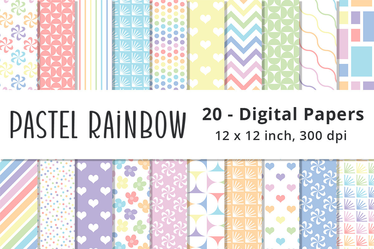 Pastel Rainbow Background Digital Paper