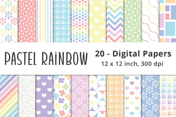 Pastel Rainbow Background Digital Paper Gráfico Padrões de Papel Por Lemon Paper Lab