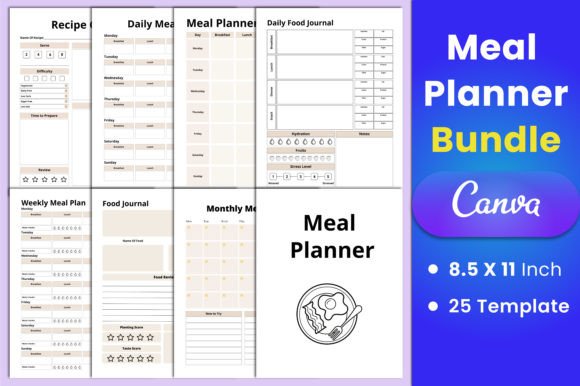 Editable Meal Planner Bundle Canva