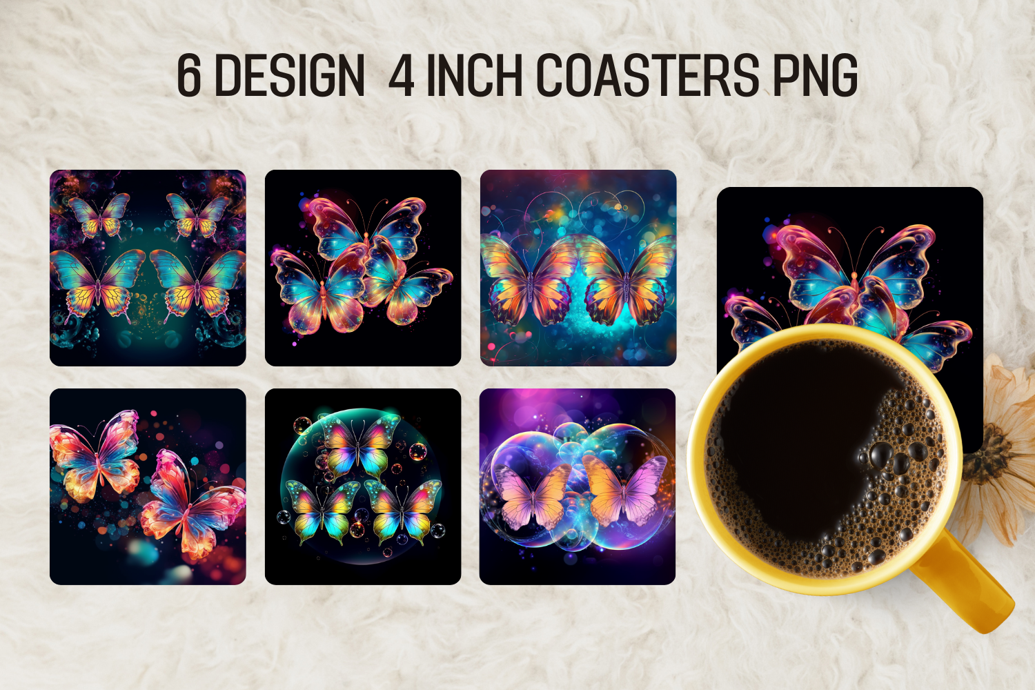 Neon Square Coaster Sublimation Graphic by Babydell Art · Creative Fabrica