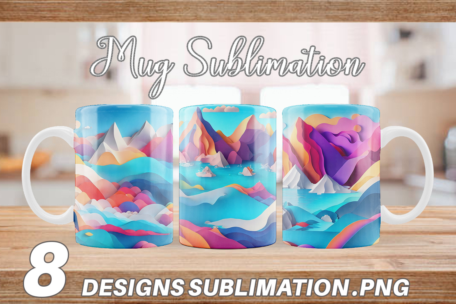 3D Ocean Landscape Mug Wrap Graphic by Artnoy · Creative Fabrica